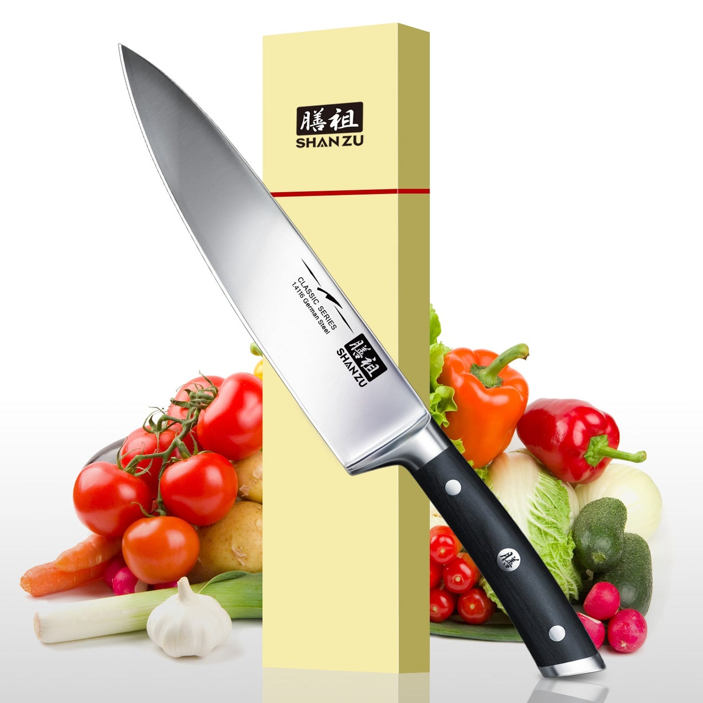 Classic 8" High Carbon Steel Chef Knife+MAGNE TICKNIFE HOLDER