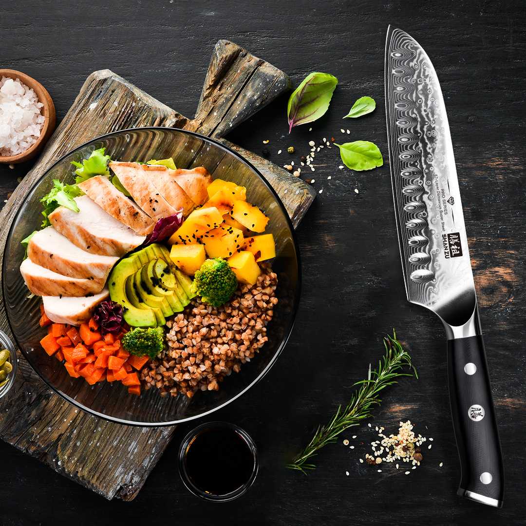 PRO 8-PCS Damascus Kitchen Knife Set With Block