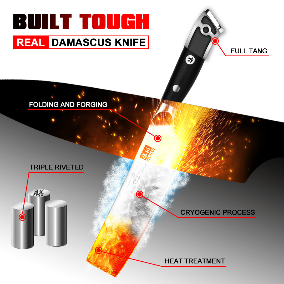 PRO Damascus Nakiri Knife+MAGNE TICKNIFE HOLDER