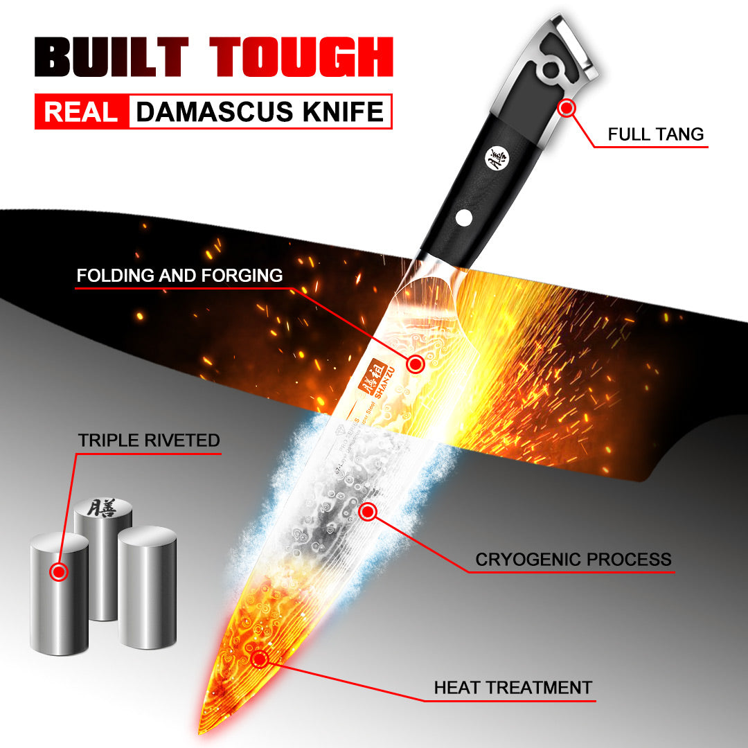 PRO Damascus Chef Knife+MAGNE TICKNIFE HOLDER