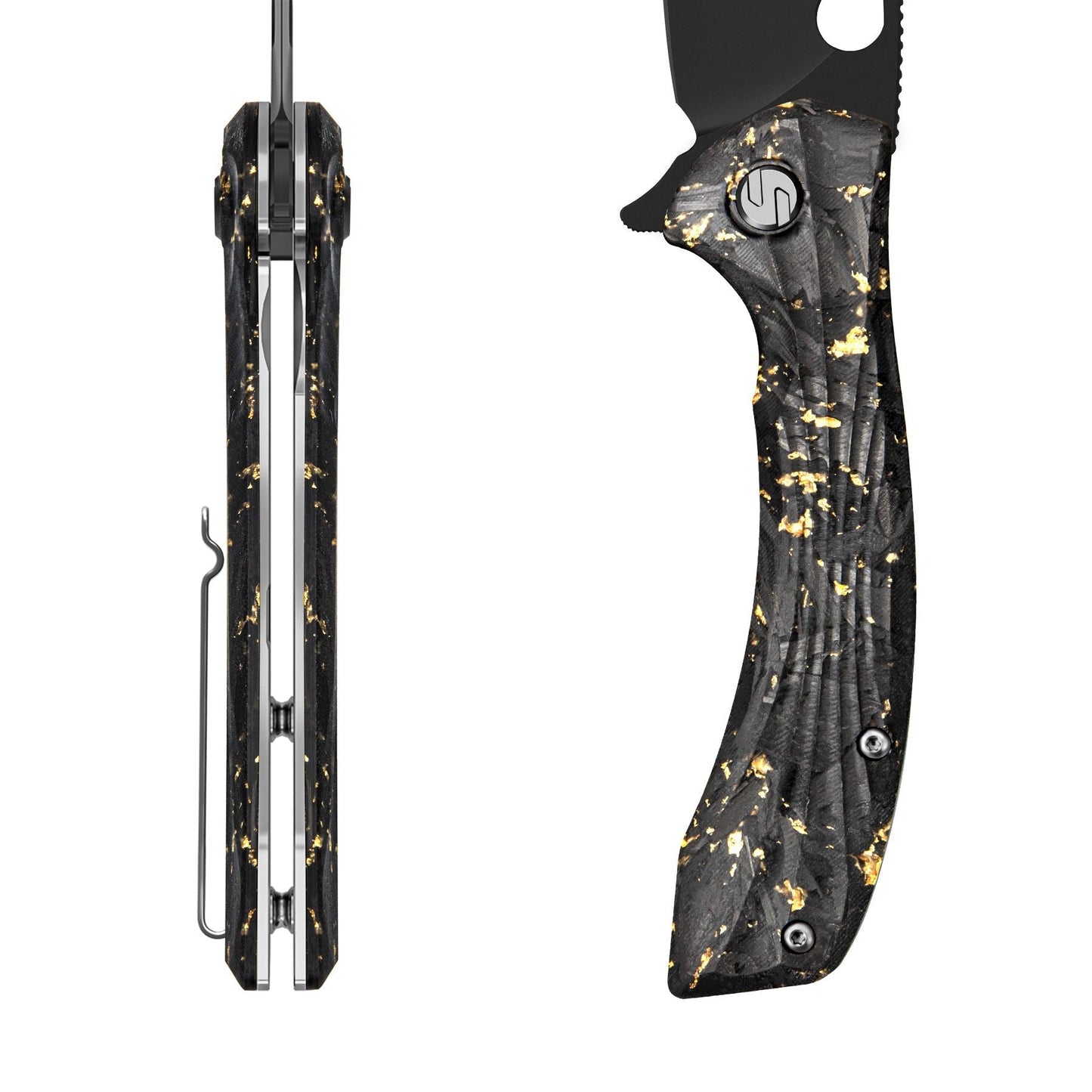 Golden Peafowl | Liner Lock Knife | 7.80” ZDF905 Blade & Clear Resin Handle