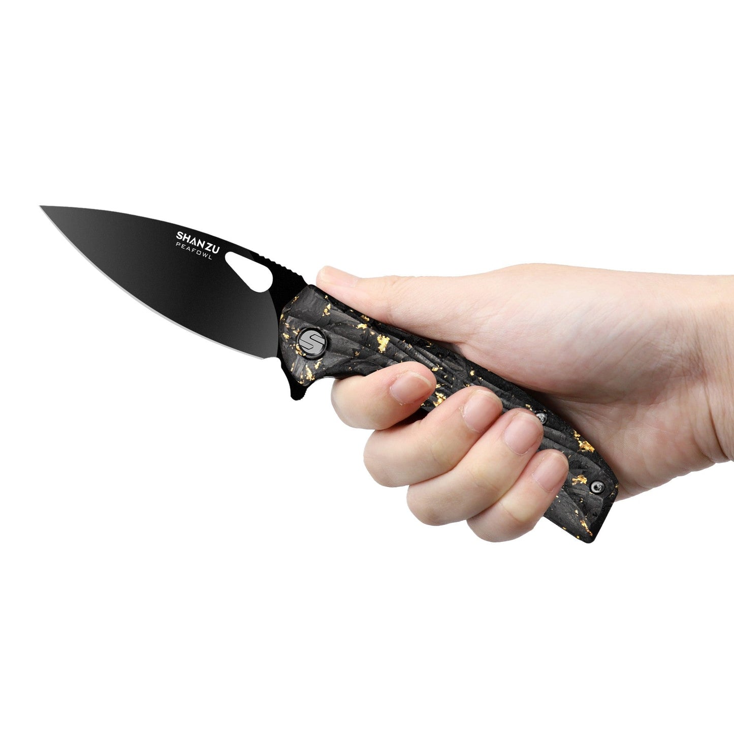 Golden Peafowl | Liner Lock Knife | 7.80” ZDF905 Blade & Clear Resin Handle
