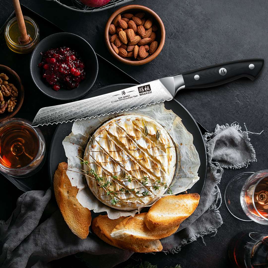 Sun Damascus Bread Knife+MAGNE TICKNIFE HOLDER