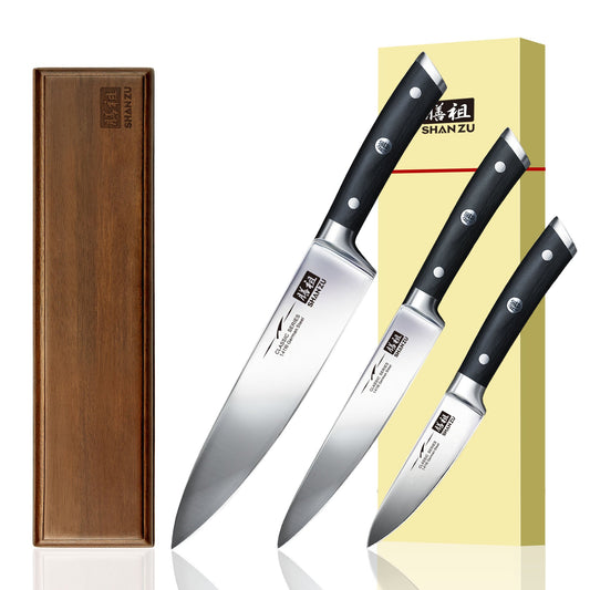 SHAN ZU Classic Series | 3 Knife Set + 12" Magnetic Knife Holder