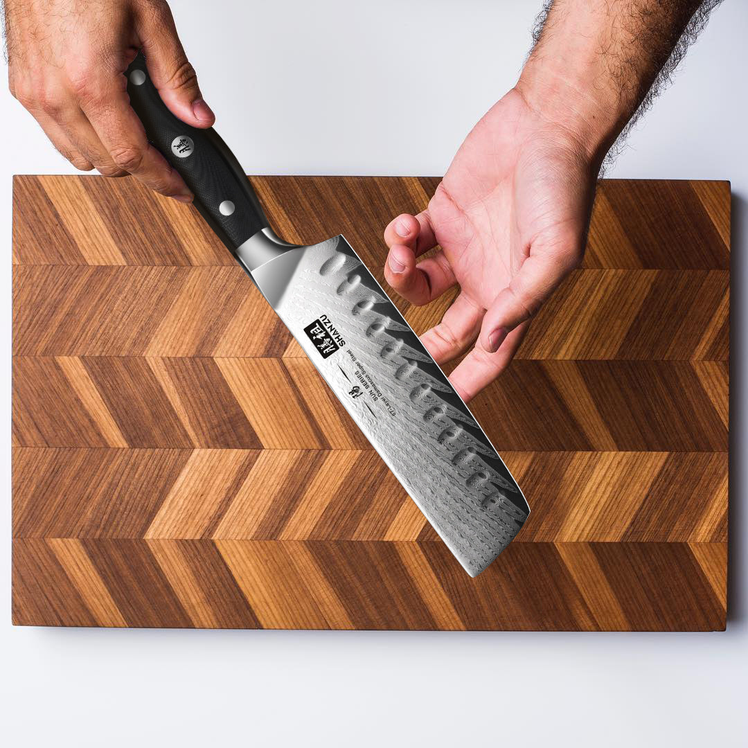 Sun Damascus Nakiri Knife+MAGNE TICKNIFE HOLDER