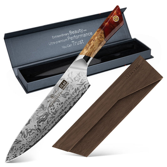 White Tiger Series |  Damascus Chef Knife+MAGNE TICKNIFE HOLDER