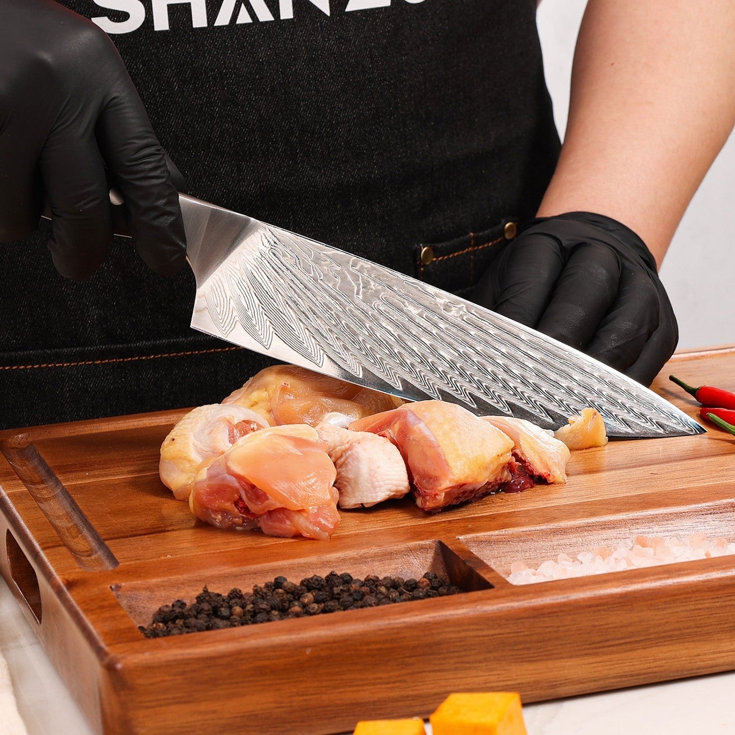 Sun Damascus Chef Knife+MAGNE TICKNIFE HOLDER