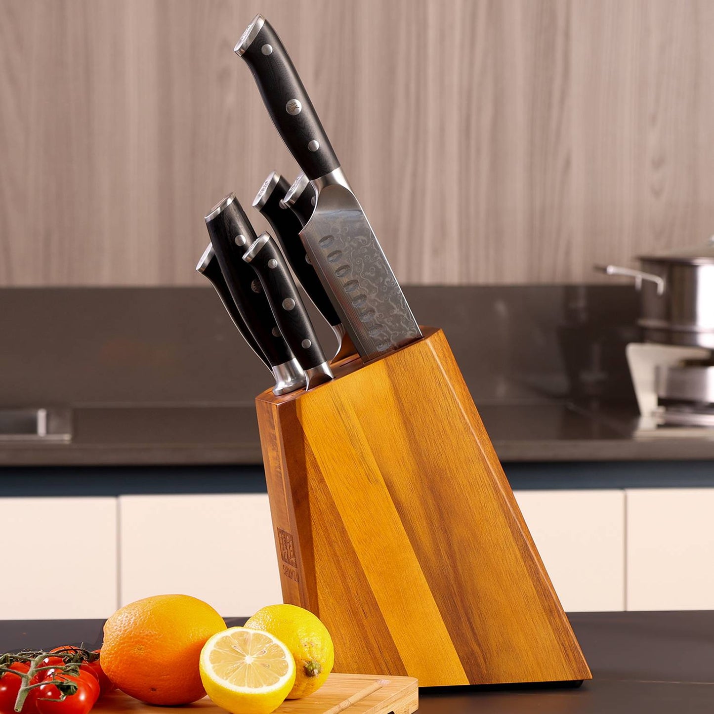 PRO 7-PCS Damascus Kitchen Knife Set With Block