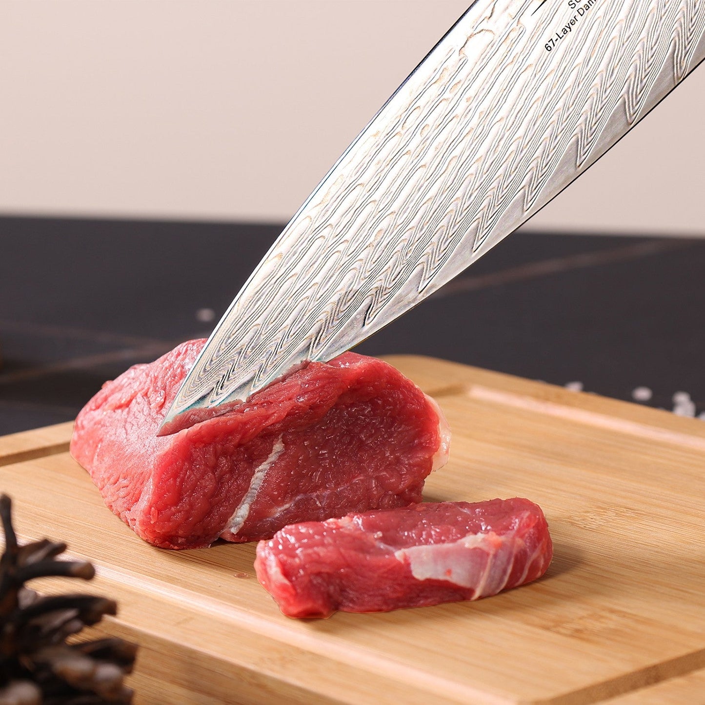 Sun Damascus Chef Knife+MAGNE TICKNIFE HOLDER