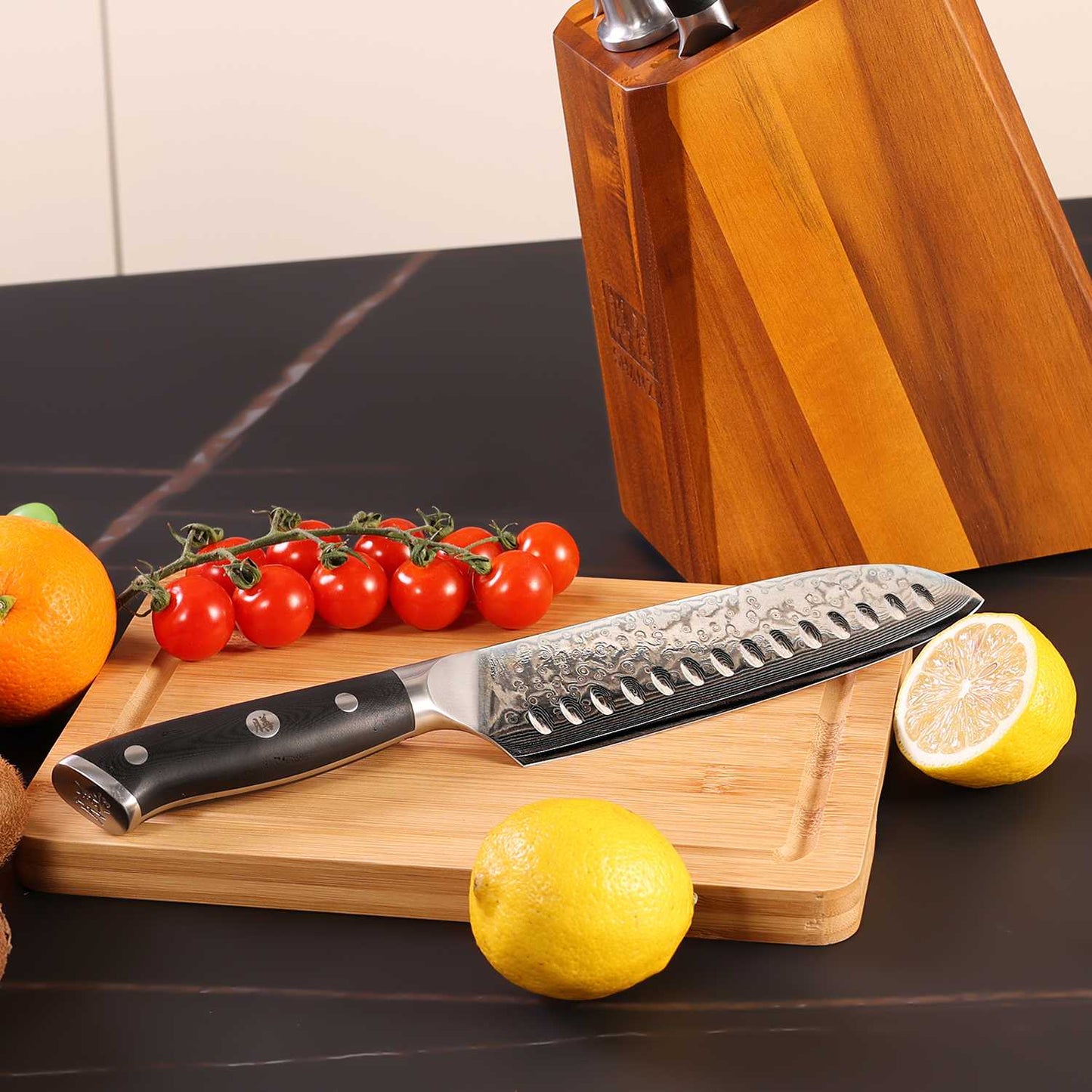 PRO 7-PCS Damascus Kitchen Knife Set With Block