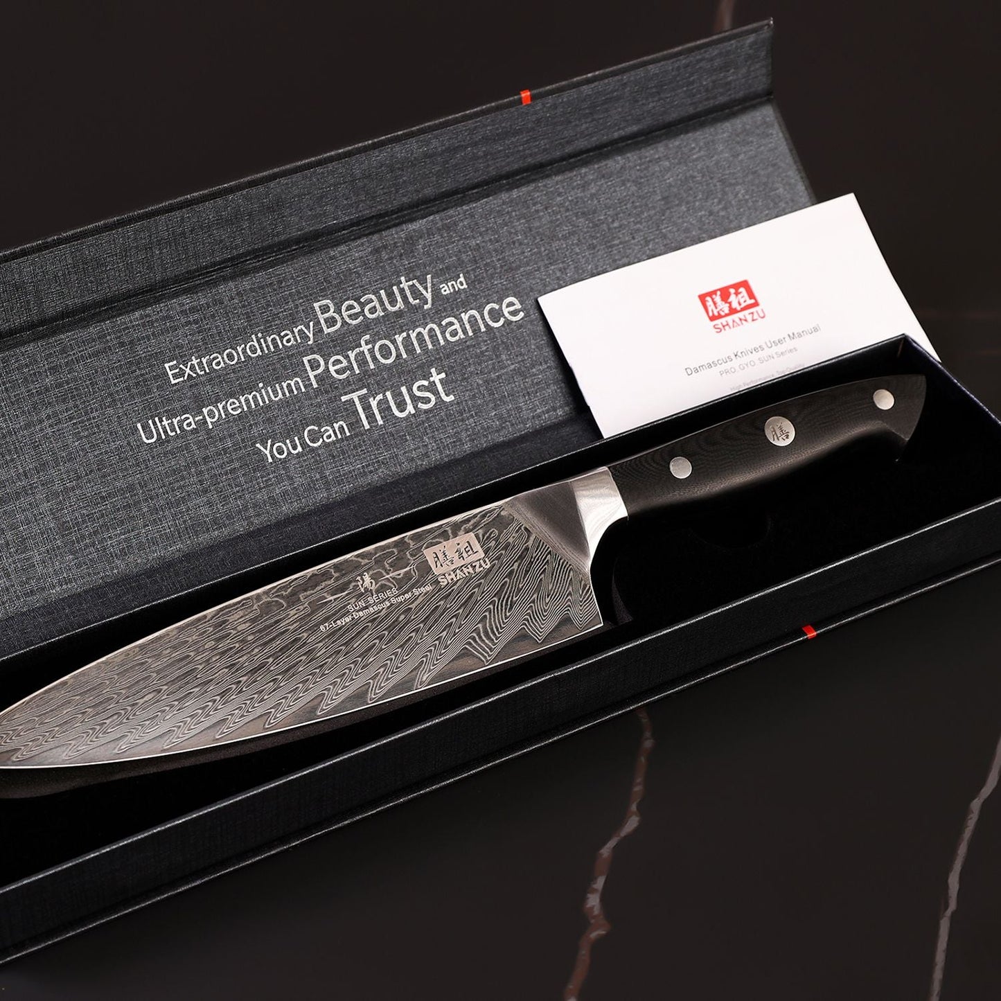Sun Damascus Chef Knife+MAGNE TICKNIFE HOLDER