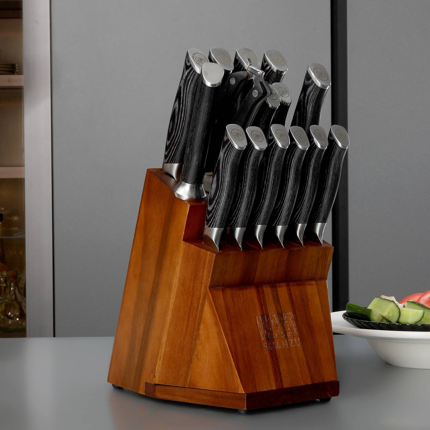 Genbu 16-PCS Kitchen Knife Set With Block