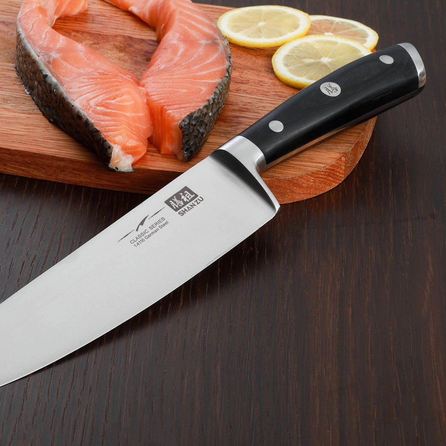 Classic 8" High Carbon Steel Chef Knife+MAGNE TICKNIFE HOLDER