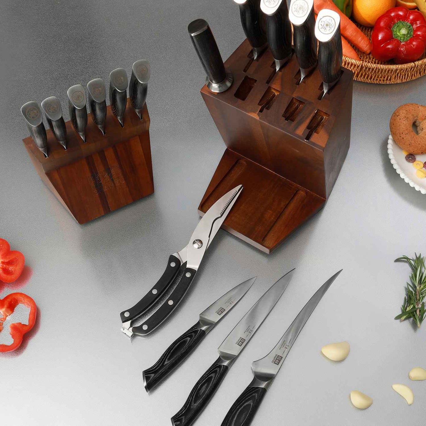 Genbu 16-PCS Kitchen Knife Set With Block