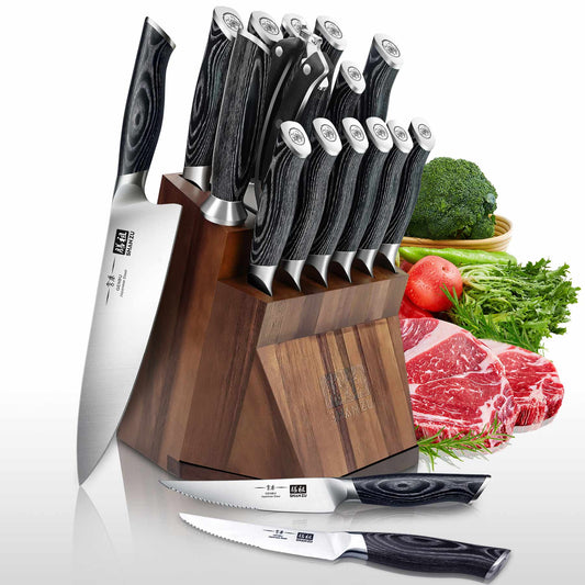 Genbu 16-PCS Kitchen Knife Set With Block
