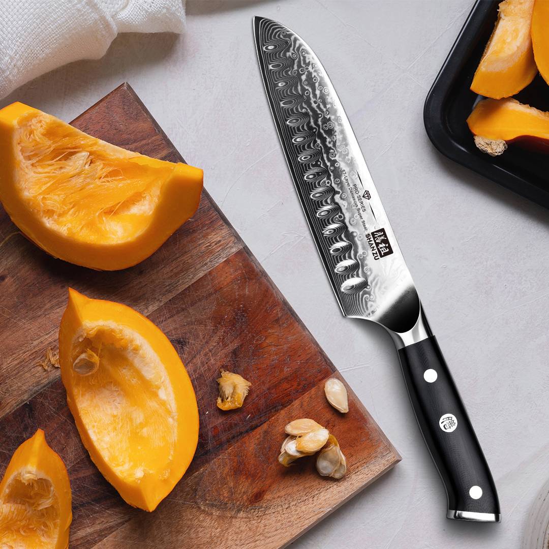 PRO Damascus Santoku Knife+MAGNE TICKNIFE HOLDER