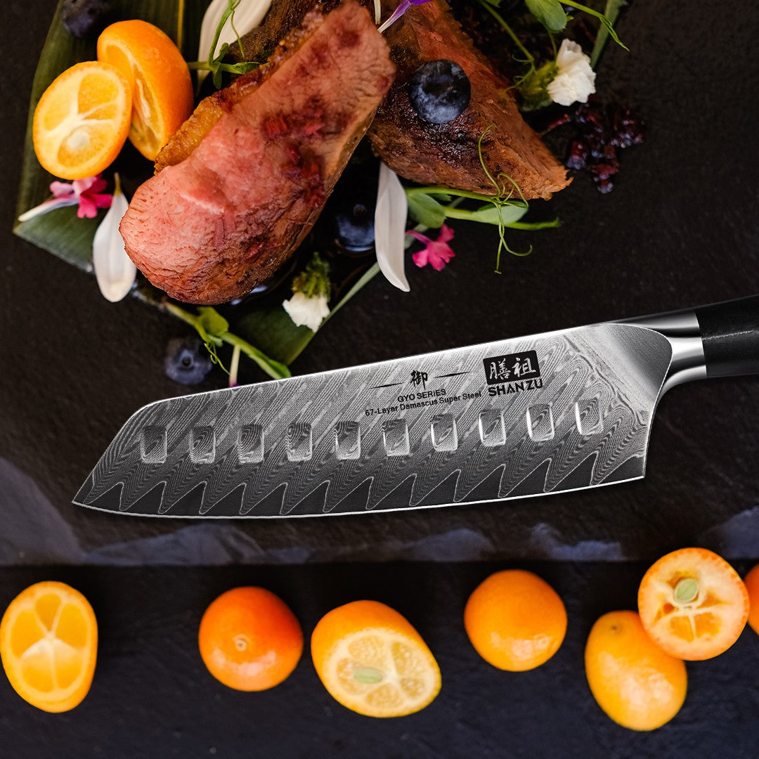 GYO Damascus Santoku Knife+MAGNE TICKNIFE HOLDER