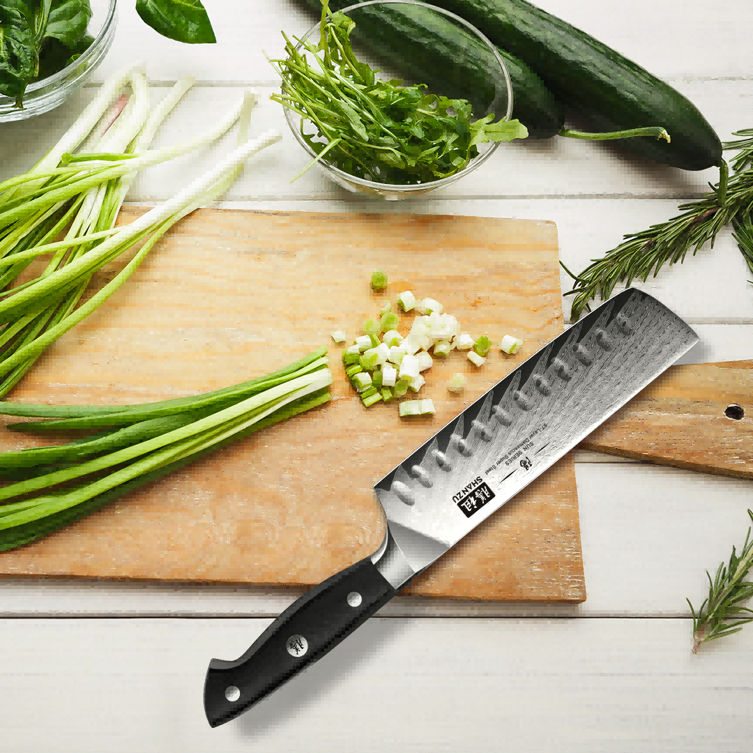 Sun Damascus Nakiri Knife+MAGNE TICKNIFE HOLDER