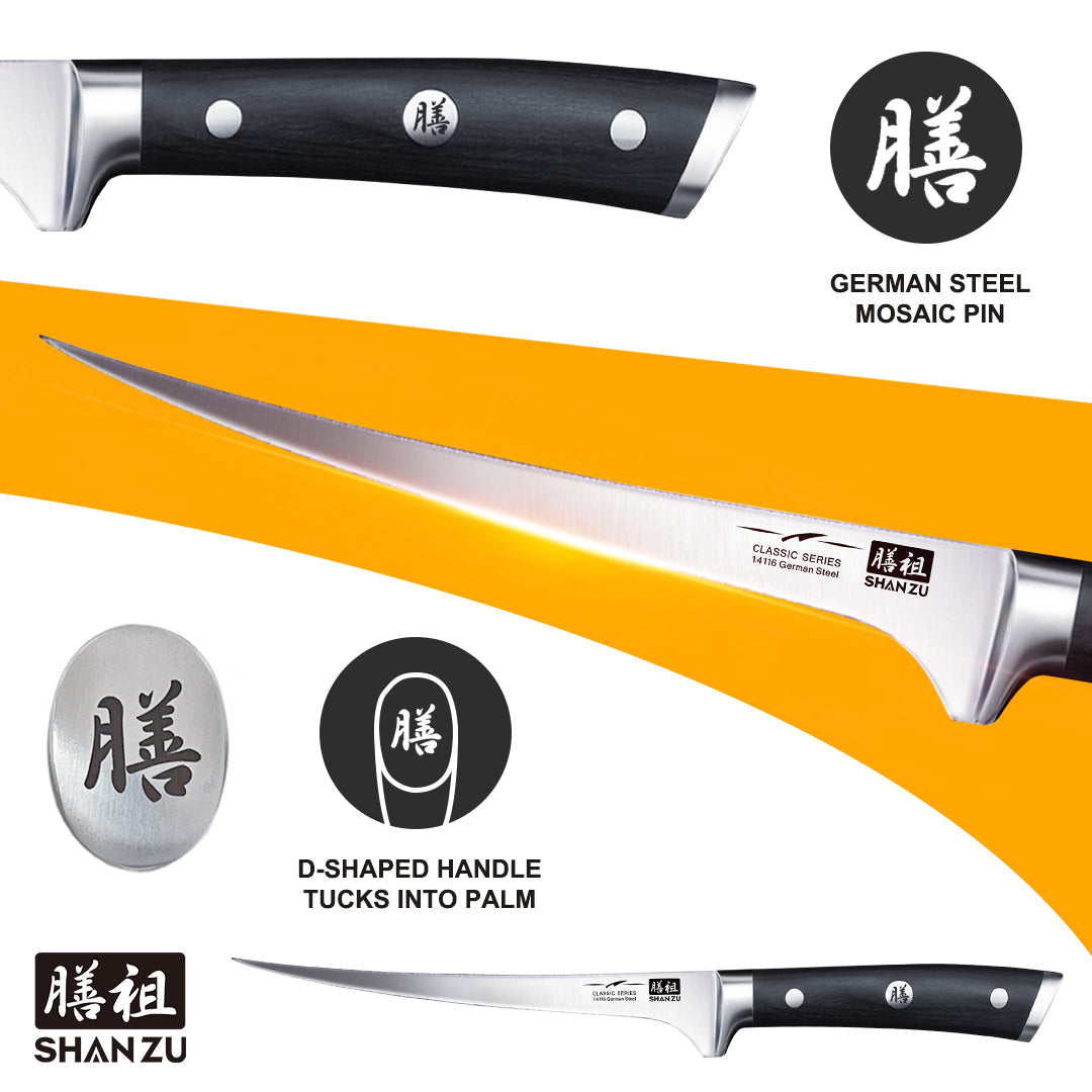 Classic 7" High Carbon Steel Fillet Knife++MAGNE TICKNIFE HOLDER