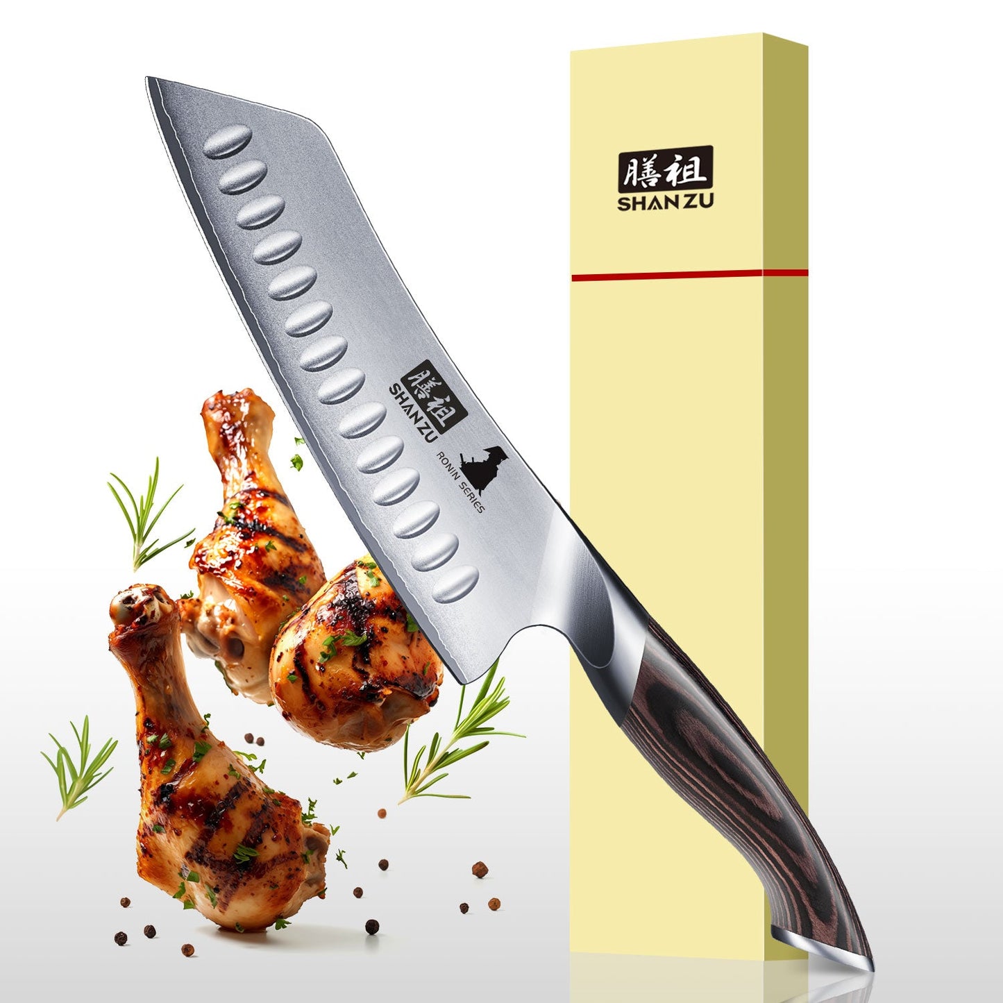 Ronin Japanese 7" Santoku Knife+MAGNE TICKNIFE HOLDER