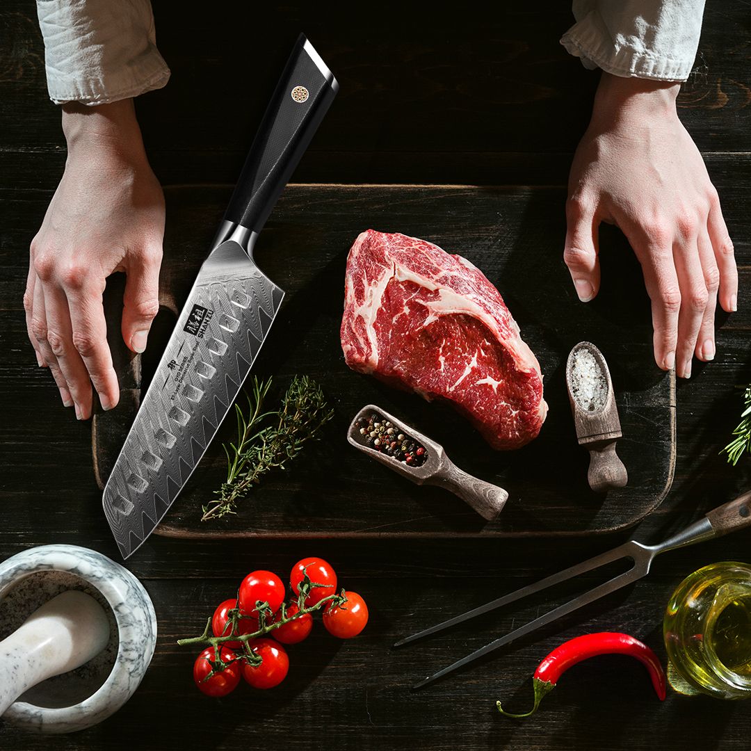 GYO Damascus Santoku Knife+MAGNE TICKNIFE HOLDER