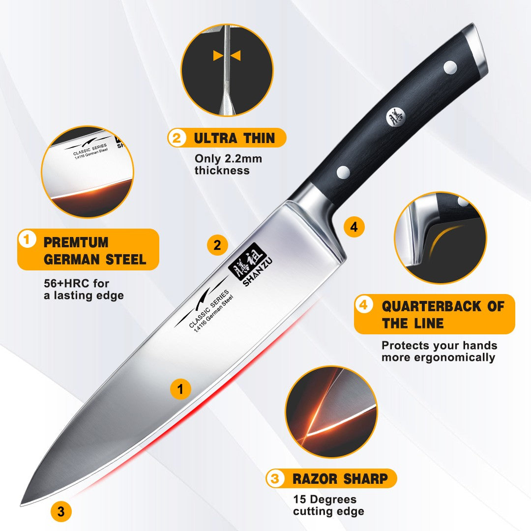 Classic 7-PCS High Carbon Steel Knife Set+MAGNETIC KNIFE BLOCK