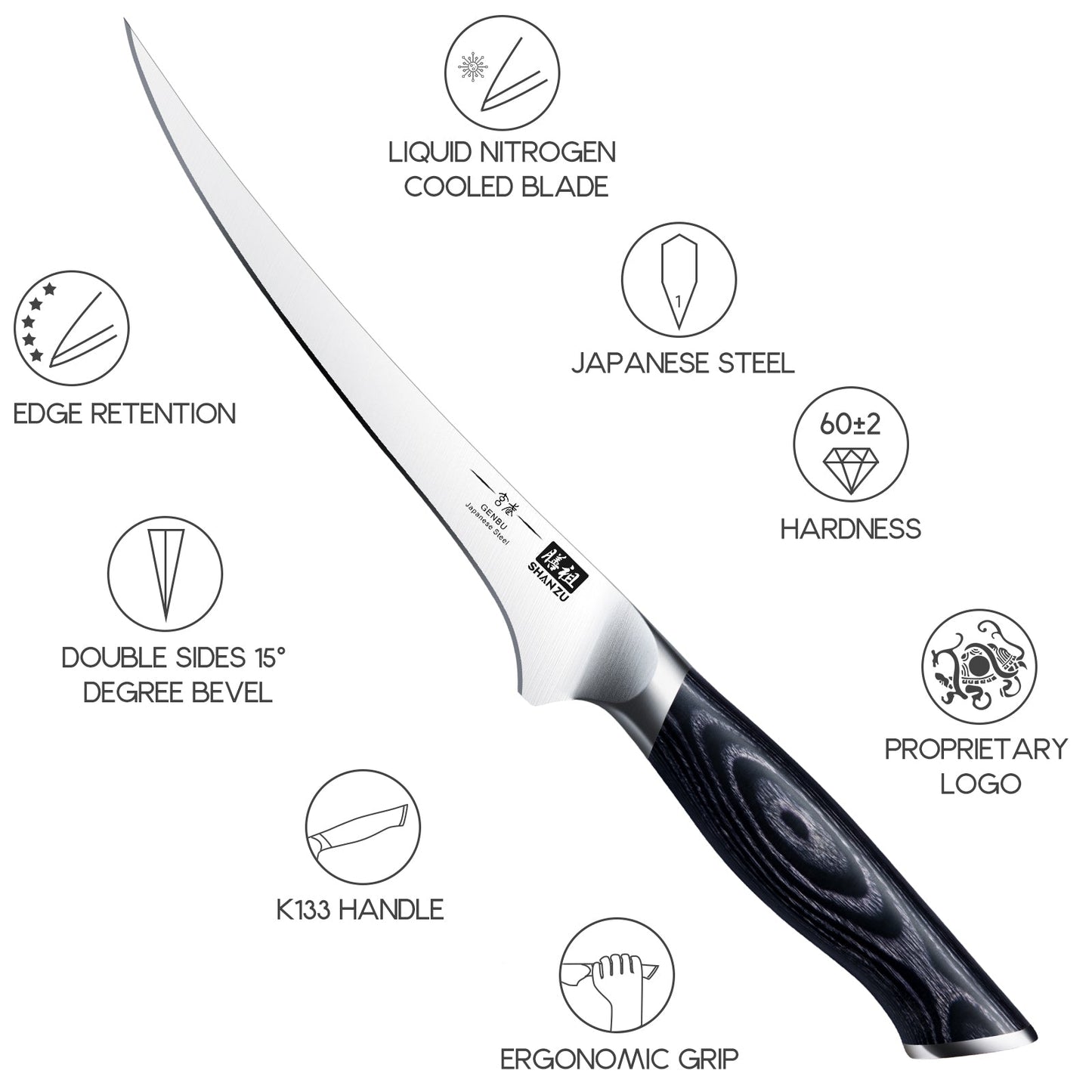 SHAN ZU 7 Inch Fillet Knife | Genbu Series