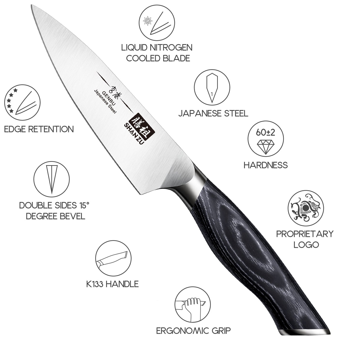 SHAN ZU 3.75 Inch Paring Knife | Genbu Series
