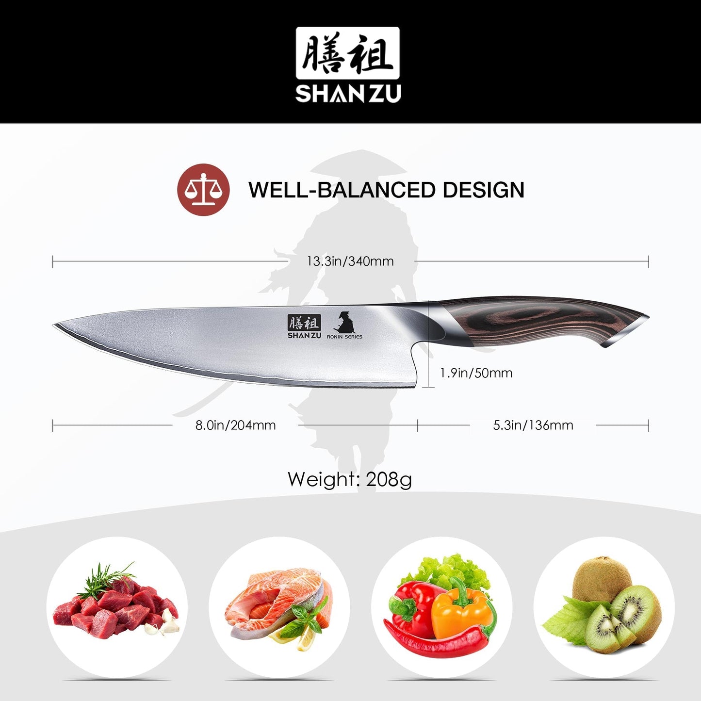 Ronin Japanese 8" Chef Knife+MAGNE TICKNIFE HOLDER