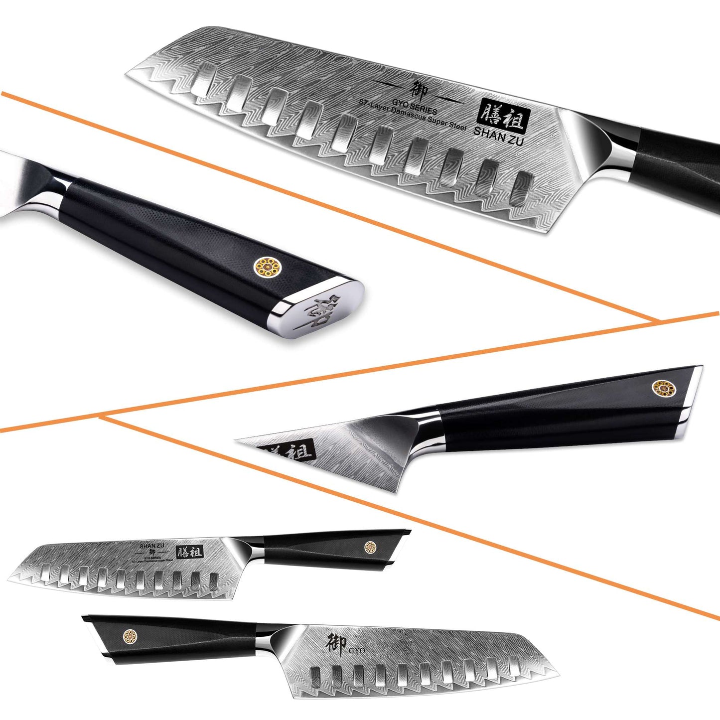 GYO Damascus Santoku Knife+MAGNE TICKNIFE HOLDER