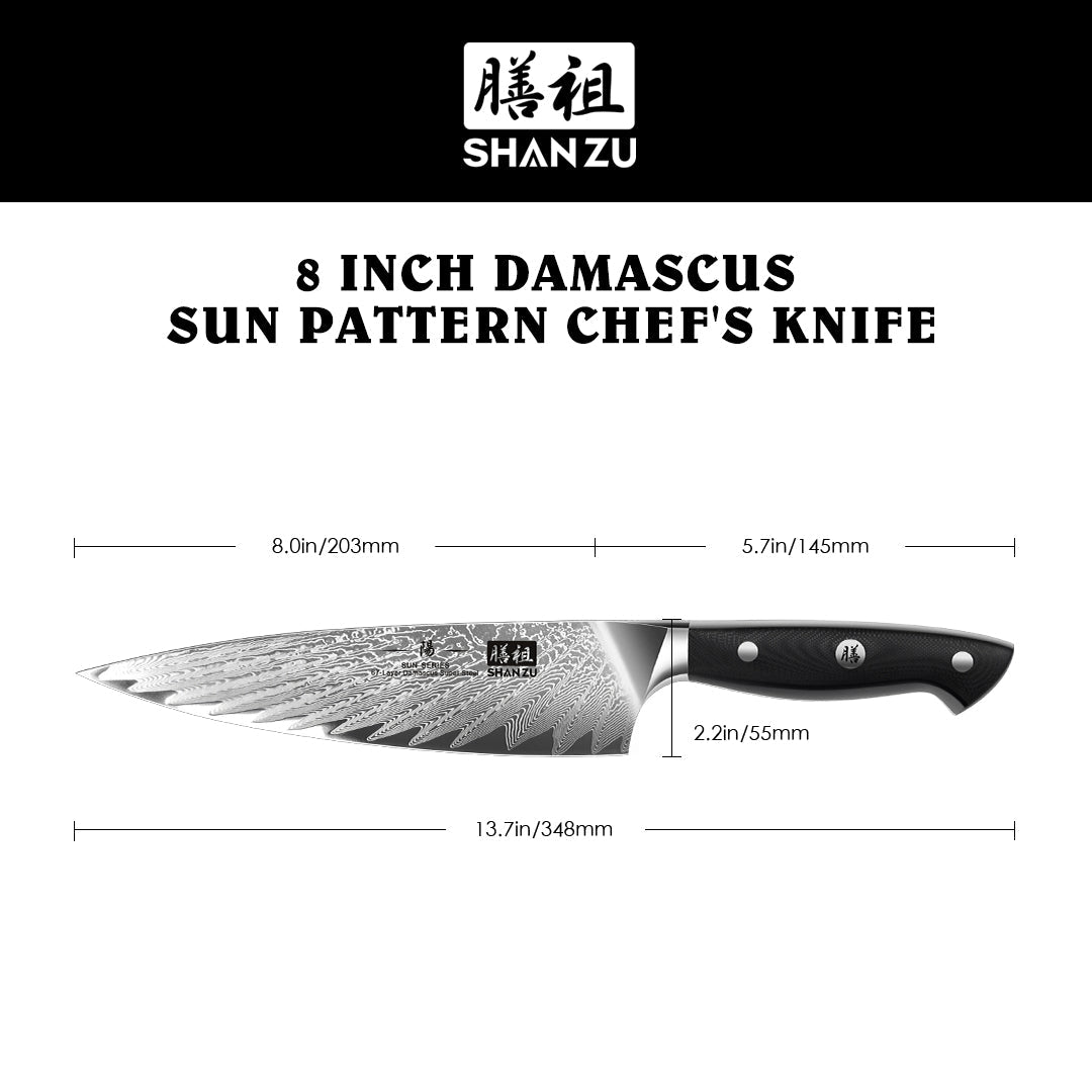 Sun Damascus Chef Knife+MAGNE TICKNIFE HOLDER