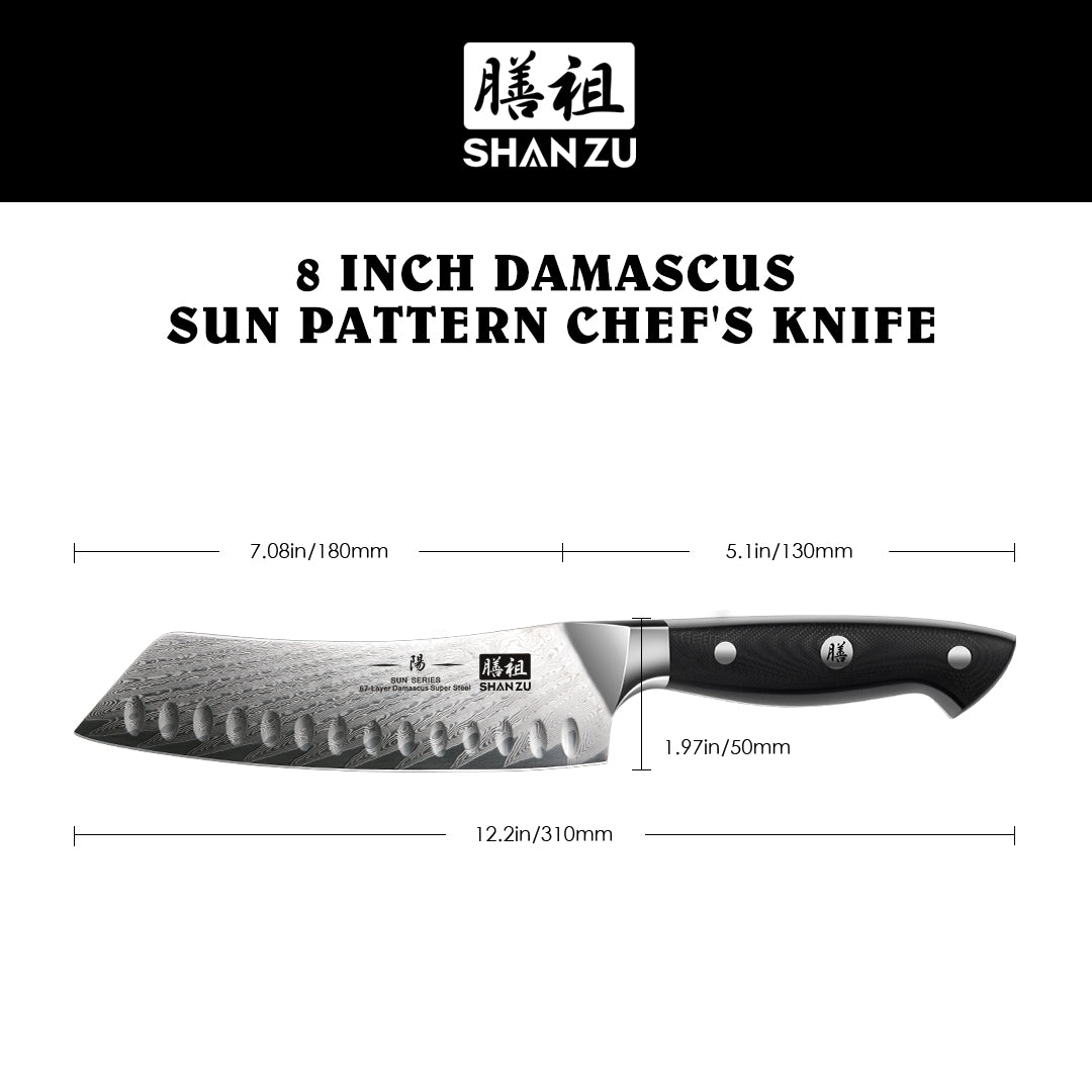 Sun Damascus Santoku Knife+MAGNE TICKNIFE HOLDER
