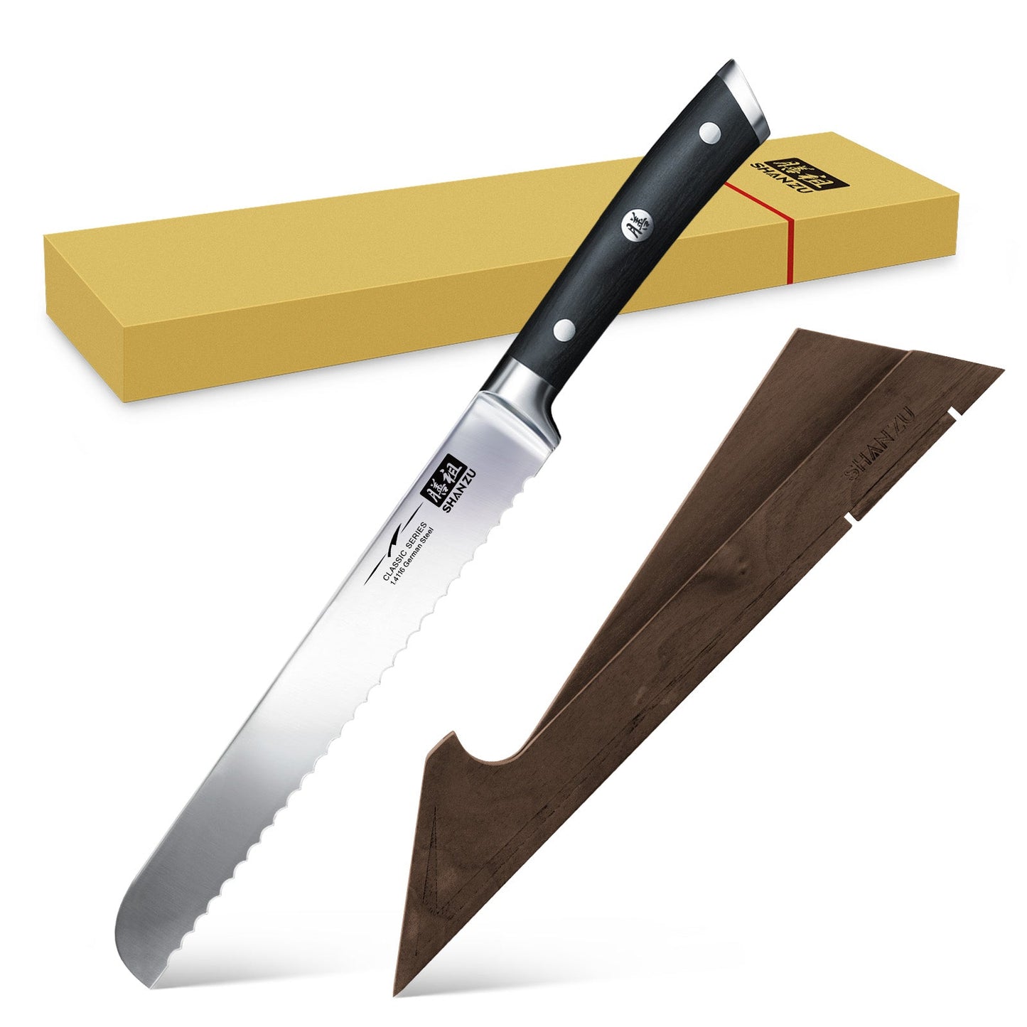 Classic 8" High Carbon Steel Bread Knife+MAGNE TICKNIFE HOLDER