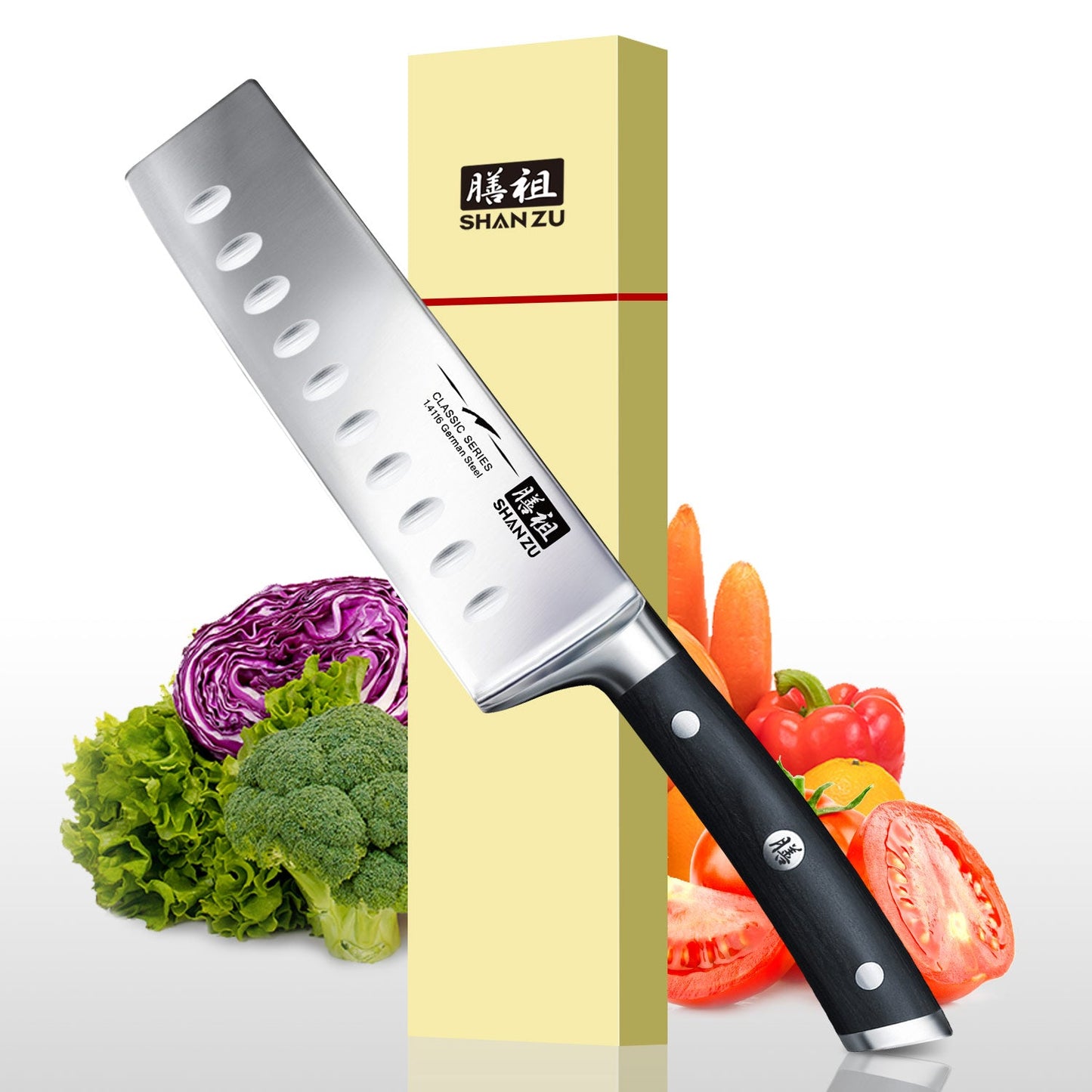 Classic 6.5" High Carbon Steel Nakiri Knife+MAGNE TICKNIFE HOLDER