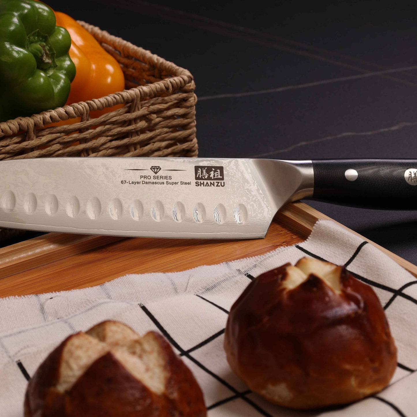 PRO Damascus Santoku Knife+MAGNE TICKNIFE HOLDER