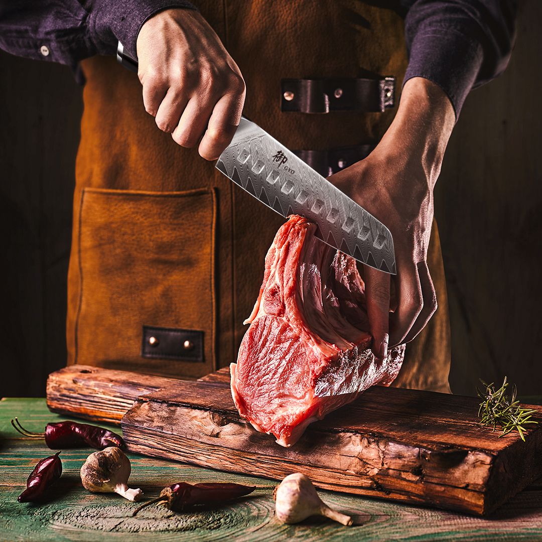 GYO Damascus Santoku Knife+MAGNE TICKNIFE HOLDER