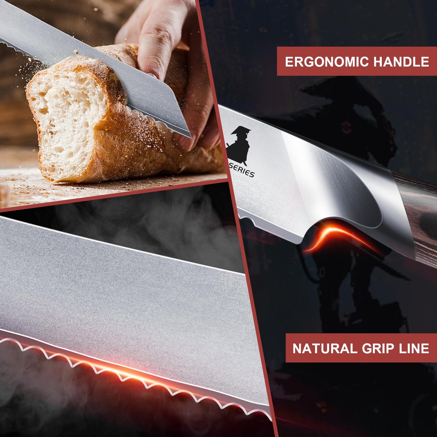 Ronin Japanese 8" Bread Knife+MAGNE TICKNIFE HOLDER