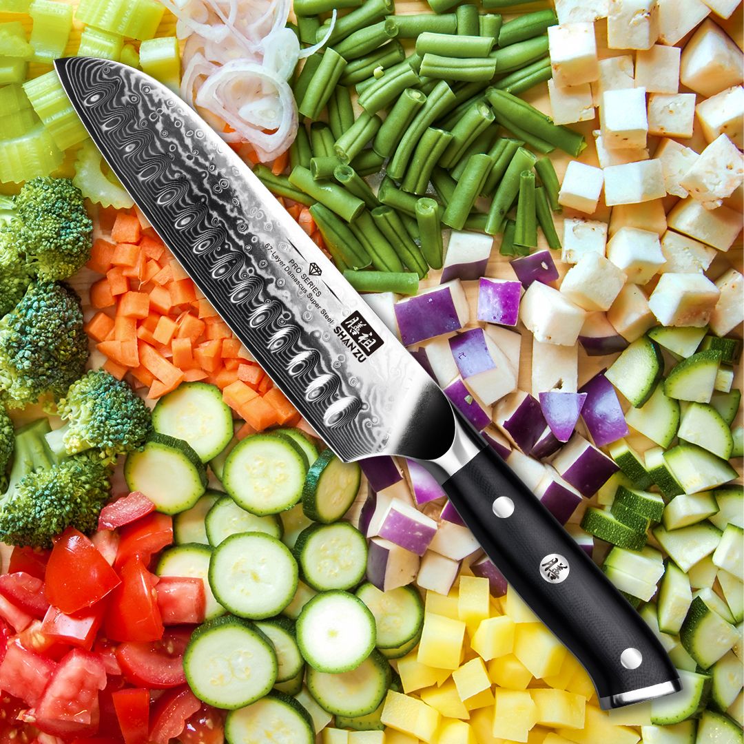 PRO Damascus Santoku Knife+MAGNE TICKNIFE HOLDER