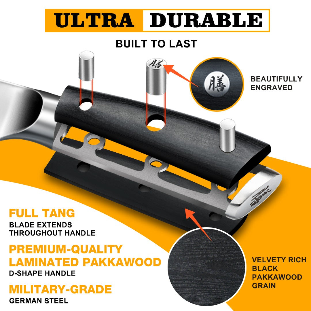 Classic 7" High Carbon Steel Santoku Knife+MAGNE TICKNIFE HOLDER