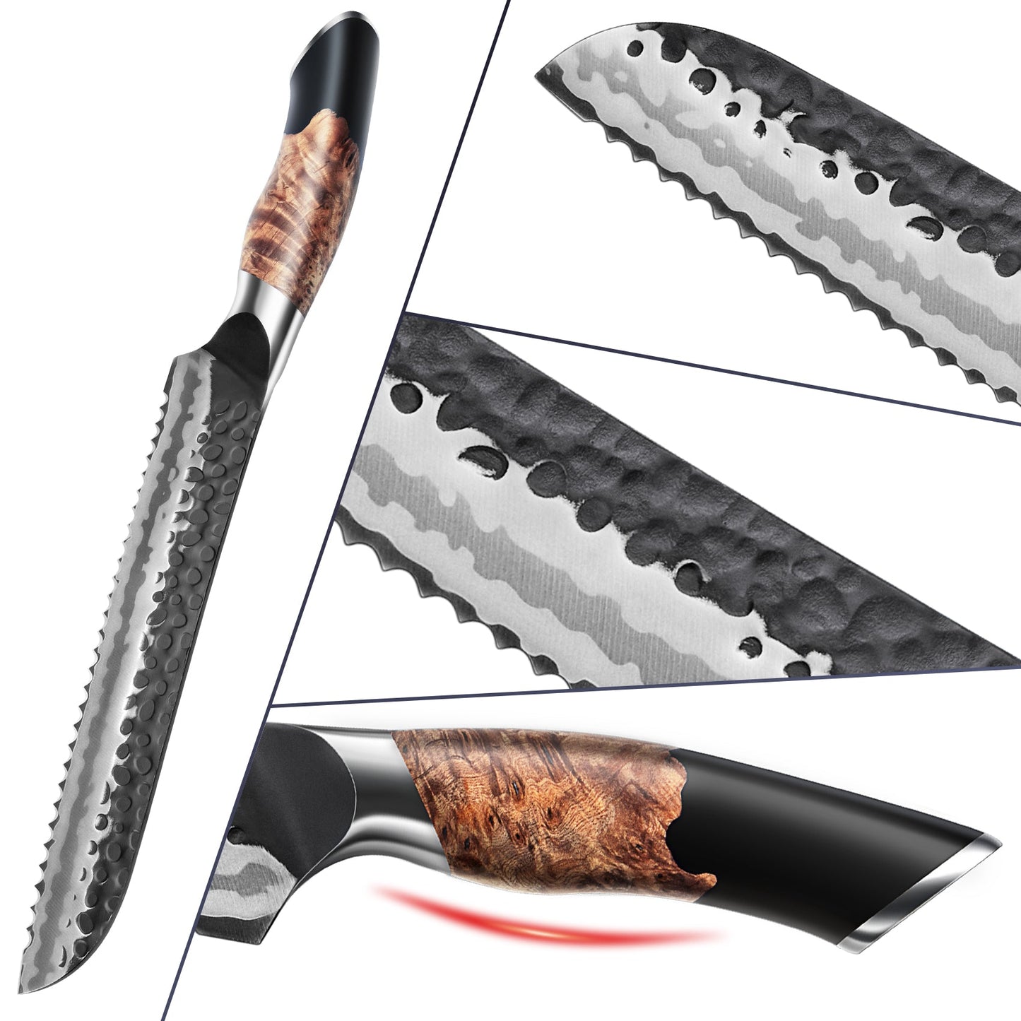 SHAN ZU Professional Bread Knife with serrated edge+MAGNE TICKNIFE HOLDER