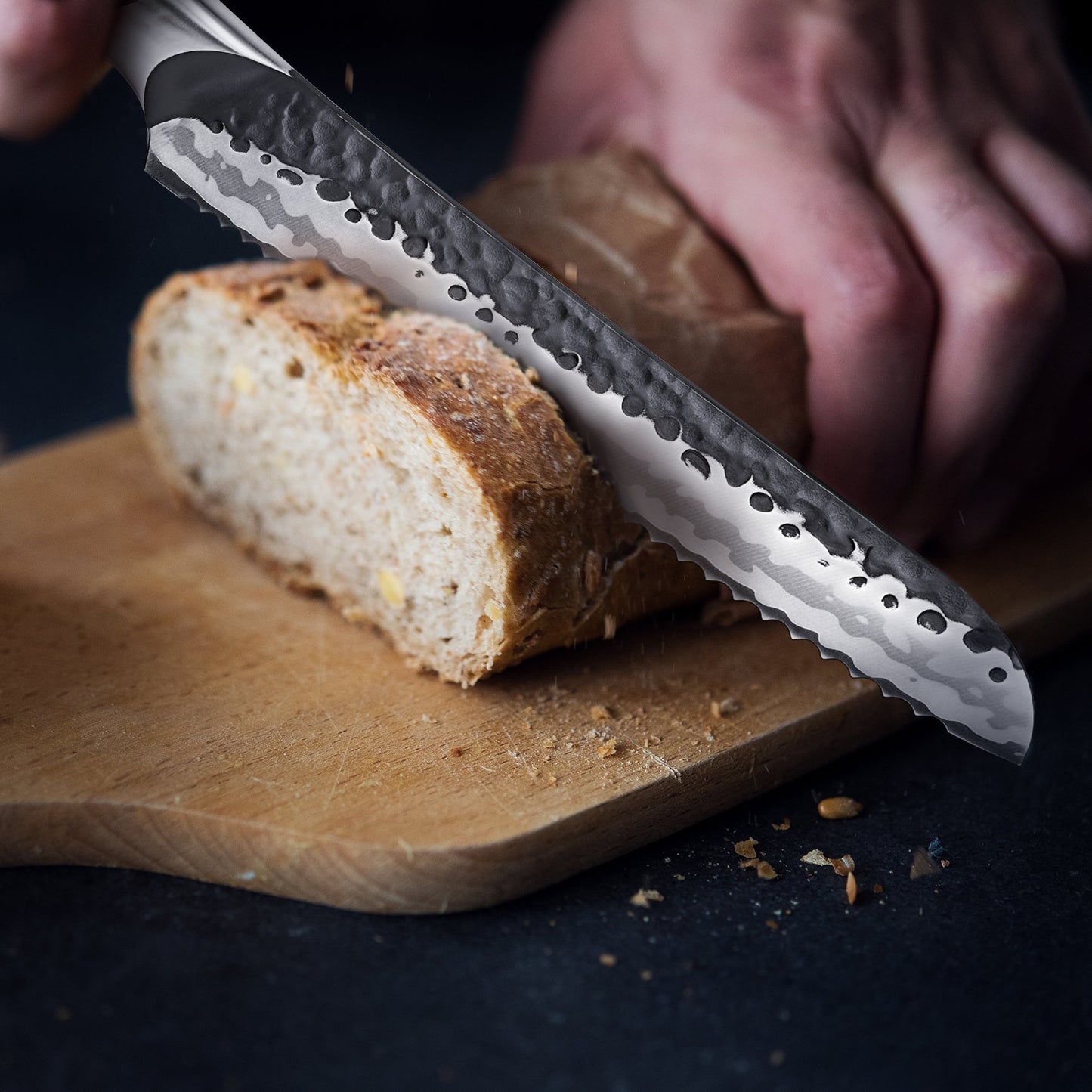 SHAN ZU Professional Bread Knife with serrated edge+MAGNE TICKNIFE HOLDER