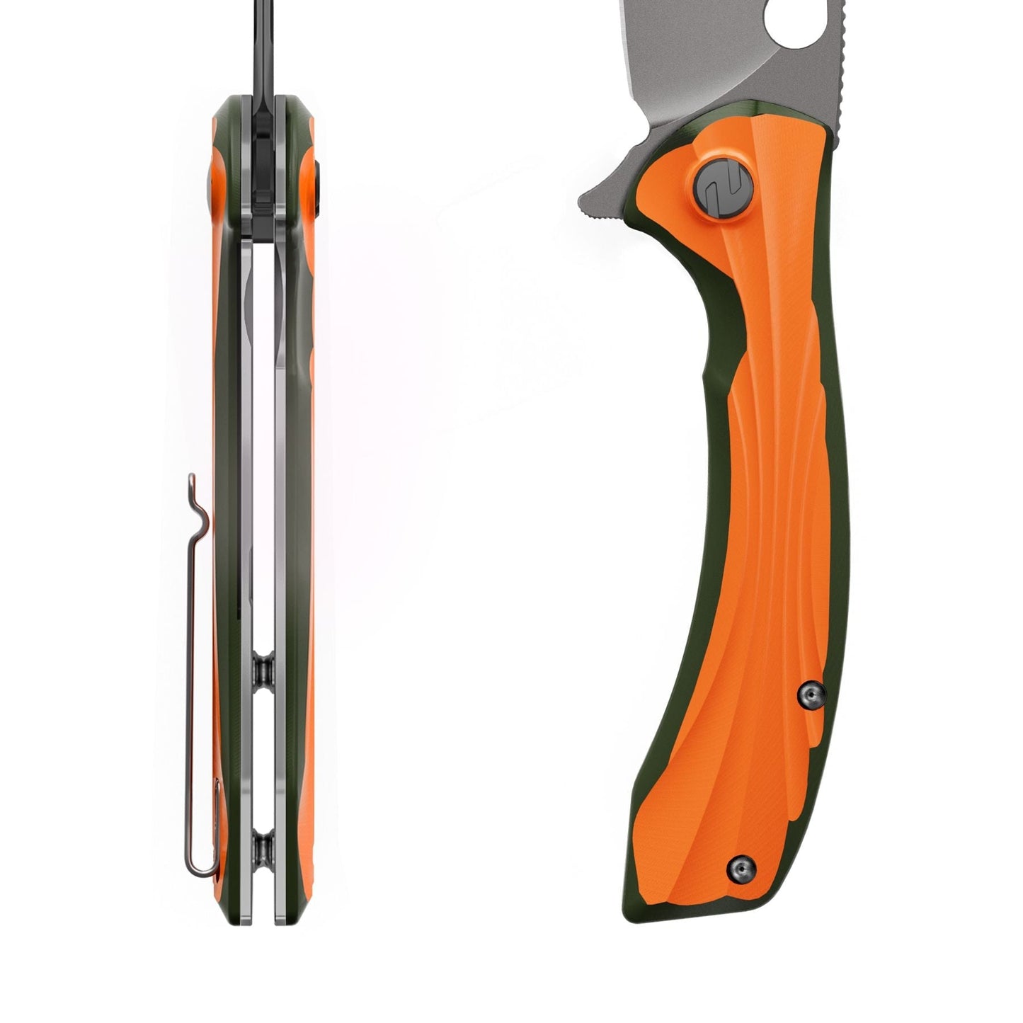 Orange Peafowl | Liner Lock Knife | 7.80” ZDF905 Blade & G10 Handle