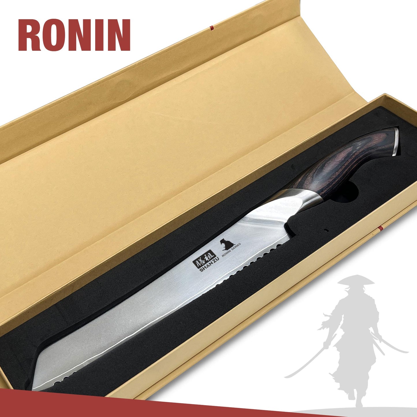 Ronin Japanese 8" Bread Knife+MAGNE TICKNIFE HOLDER