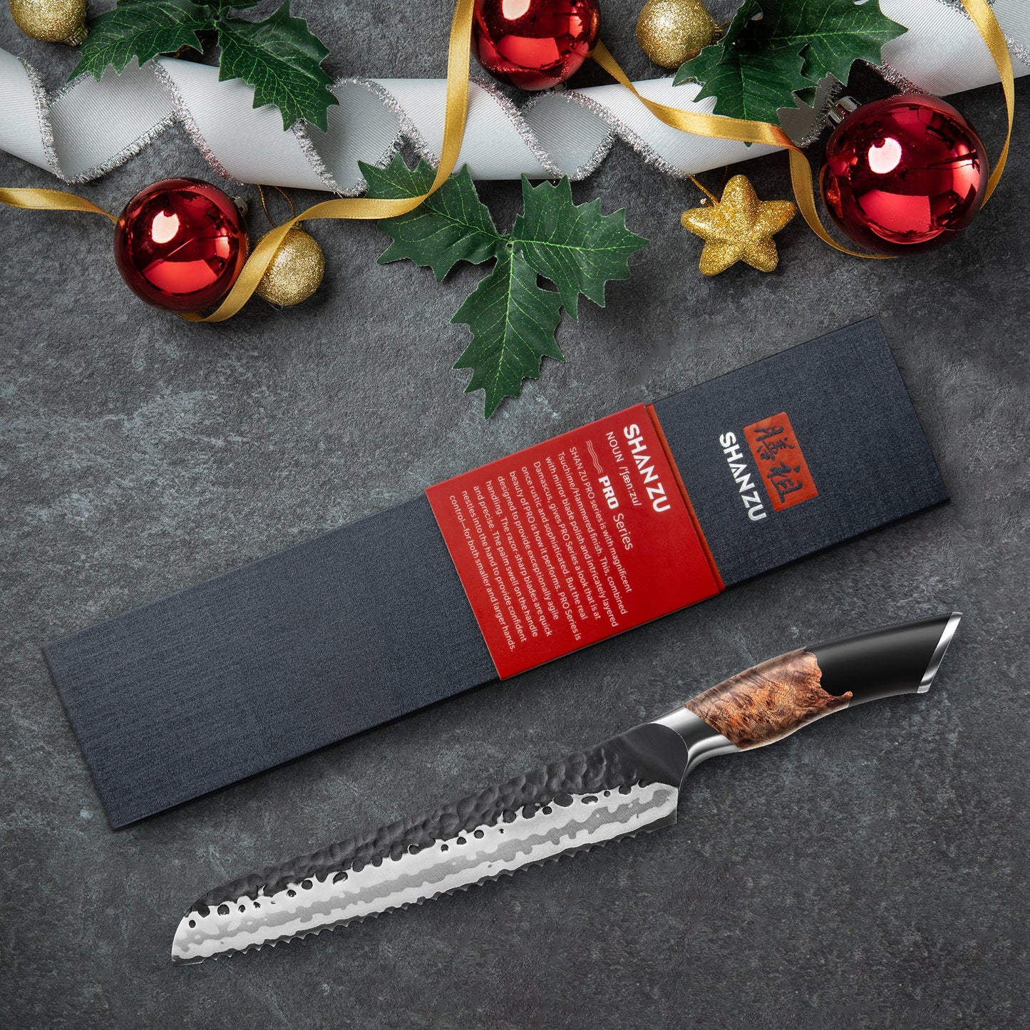 SHAN ZU Professional Bread Knife with serrated edge+MAGNE TICKNIFE HOLDER