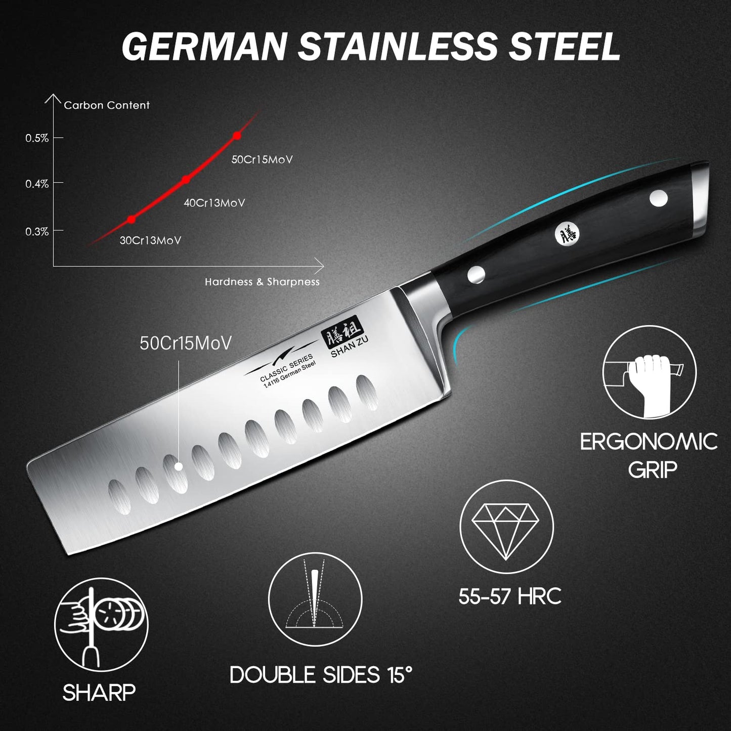 Classic 6.5" High Carbon Steel Nakiri Knife+MAGNE TICKNIFE HOLDER