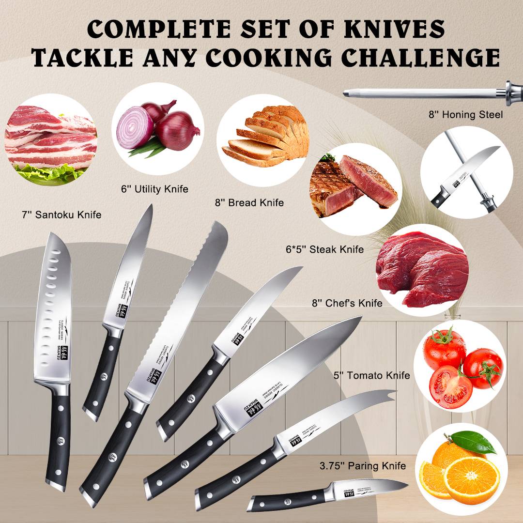 Classic 14-PCS High Carbon Steel Knife Set+MAGNETIC KNIFE BLOCK
