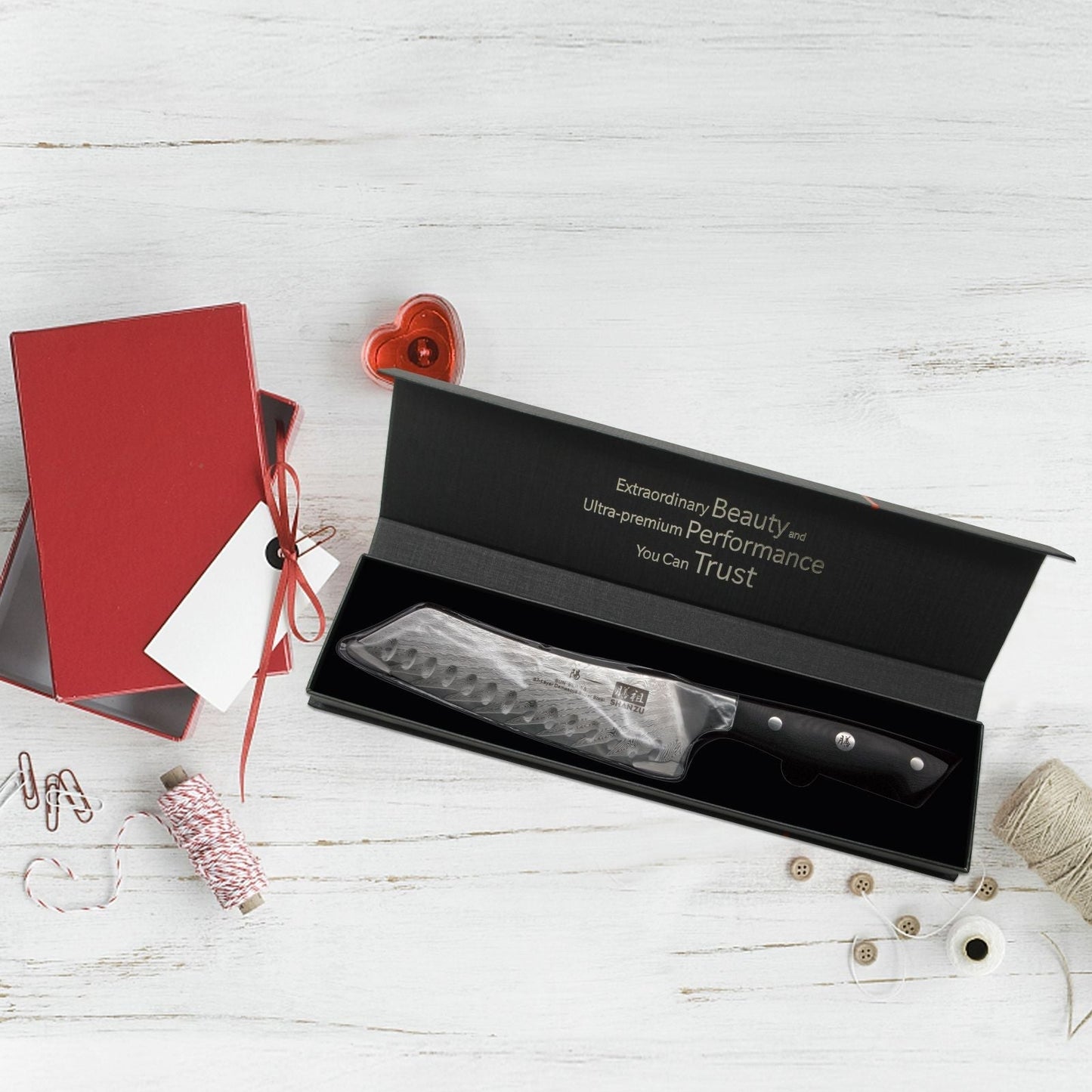 Sun Damascus Santoku Knife+MAGNE TICKNIFE HOLDER