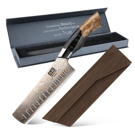 Venus Copper 7" Damascus Nakiri Knife+MAGNE TICKNIFE HOLDER