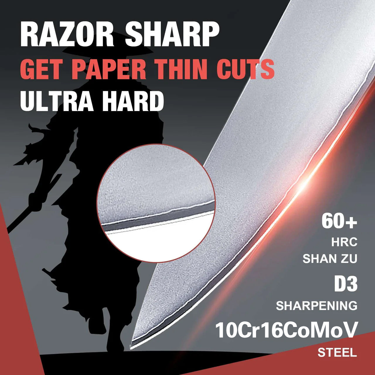 Ronin Japanese 7" Santoku Knife+MAGNE TICKNIFE HOLDER