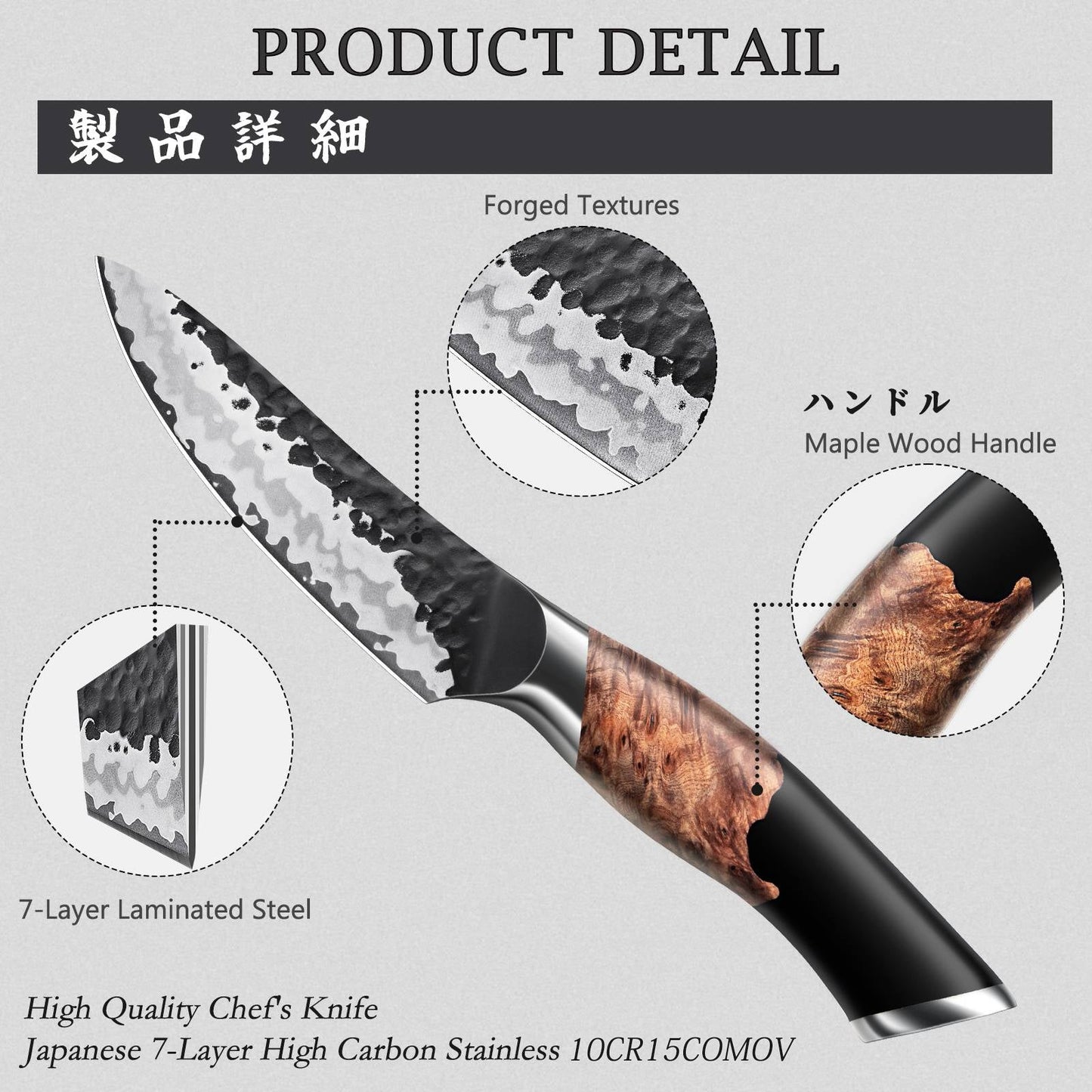 Tengu 7-PCS Japanese Kitchen Knife Set With Block